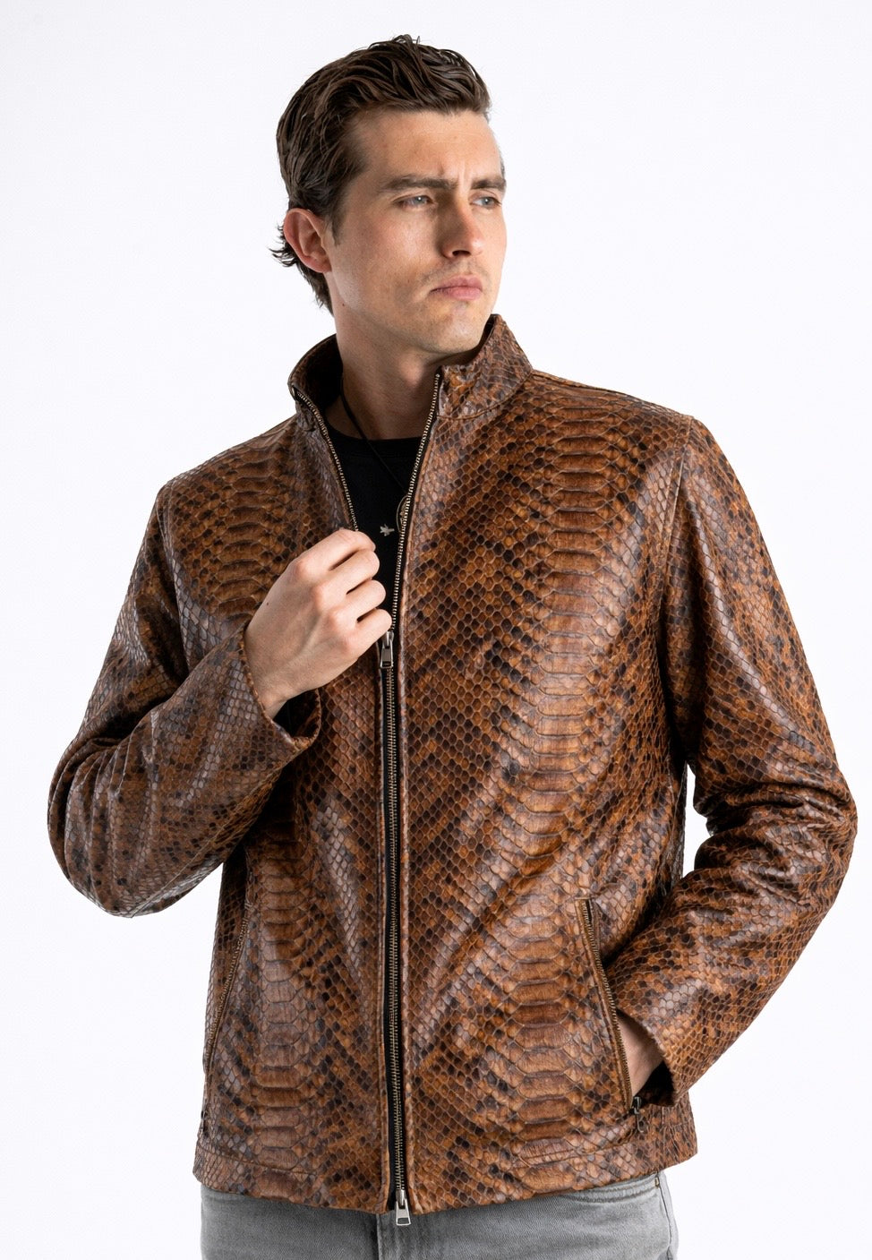 BROWN PYTHON JACKET JUMBO – LuxxeMx