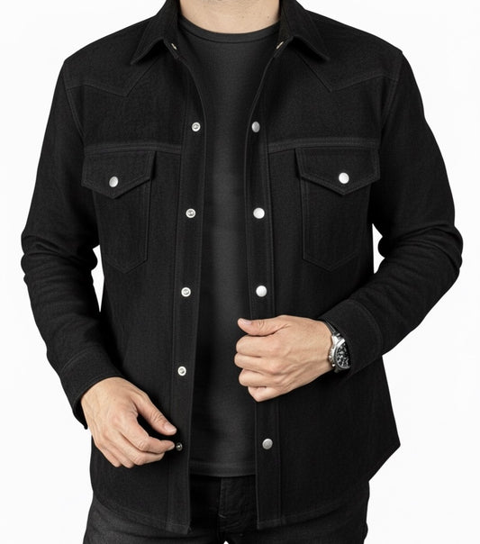 BLACK SUEDE OVERSHIRT