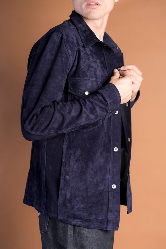 BLUE SUEDE OVERSHIRT