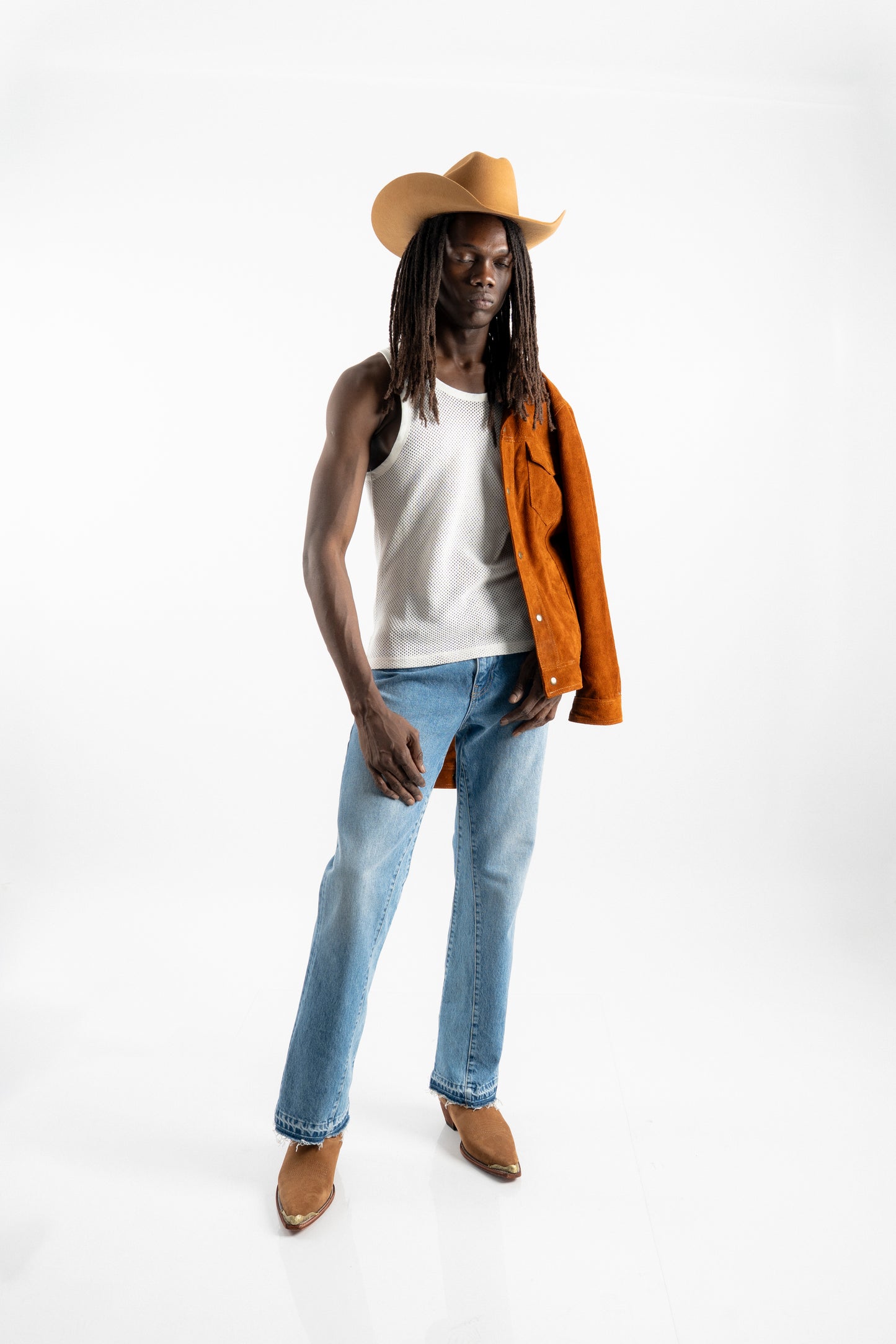 ORANGE WESTERN HAT (FEATHER)