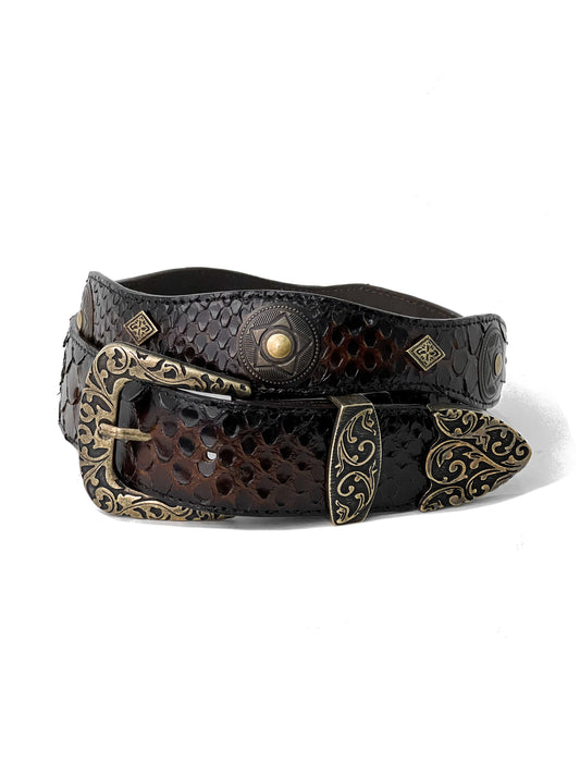 BROWN PYTHON WESTERN BELT