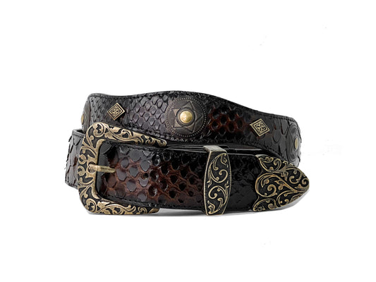 BROWN PYTHON WESTERN BELT