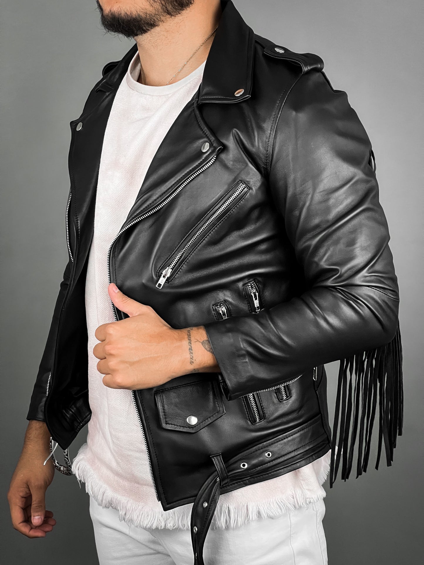 BLACK FRINGED BIKER