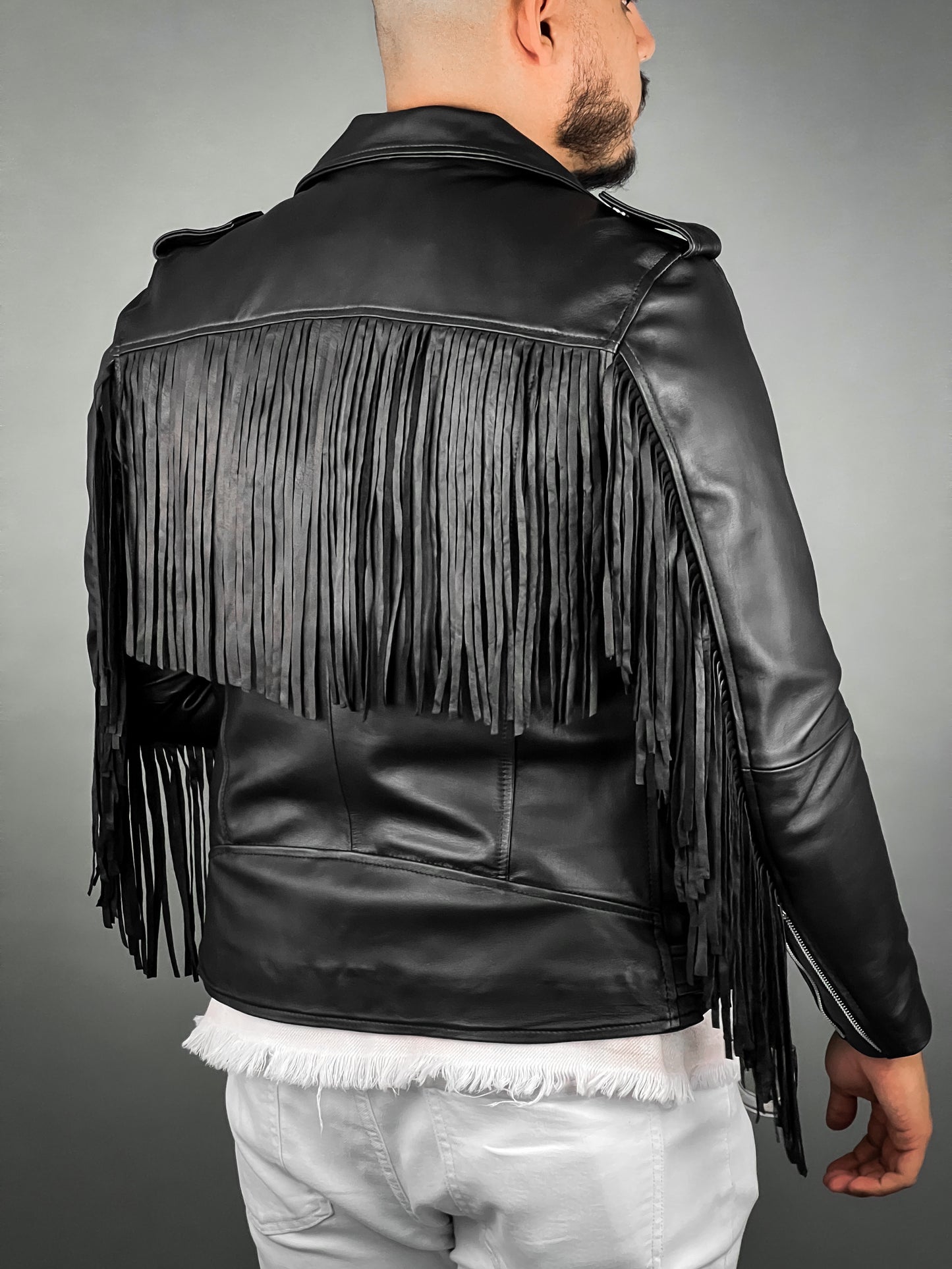 BLACK FRINGED BIKER
