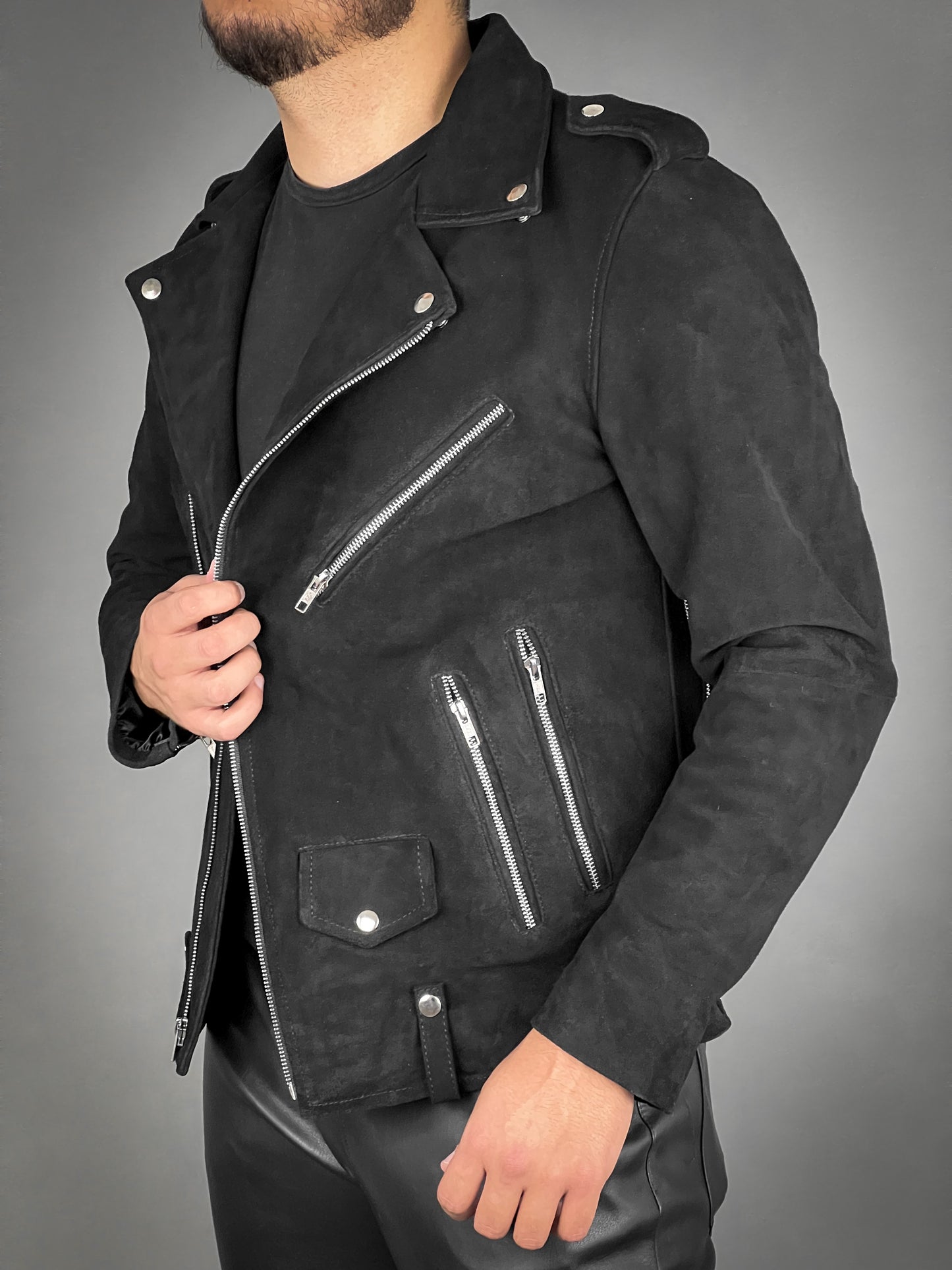 BLACK SUEDE BIKER S/S 22