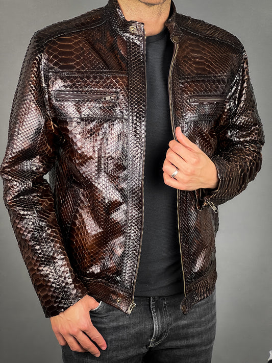 DARK BROWN PYTHON JACKET