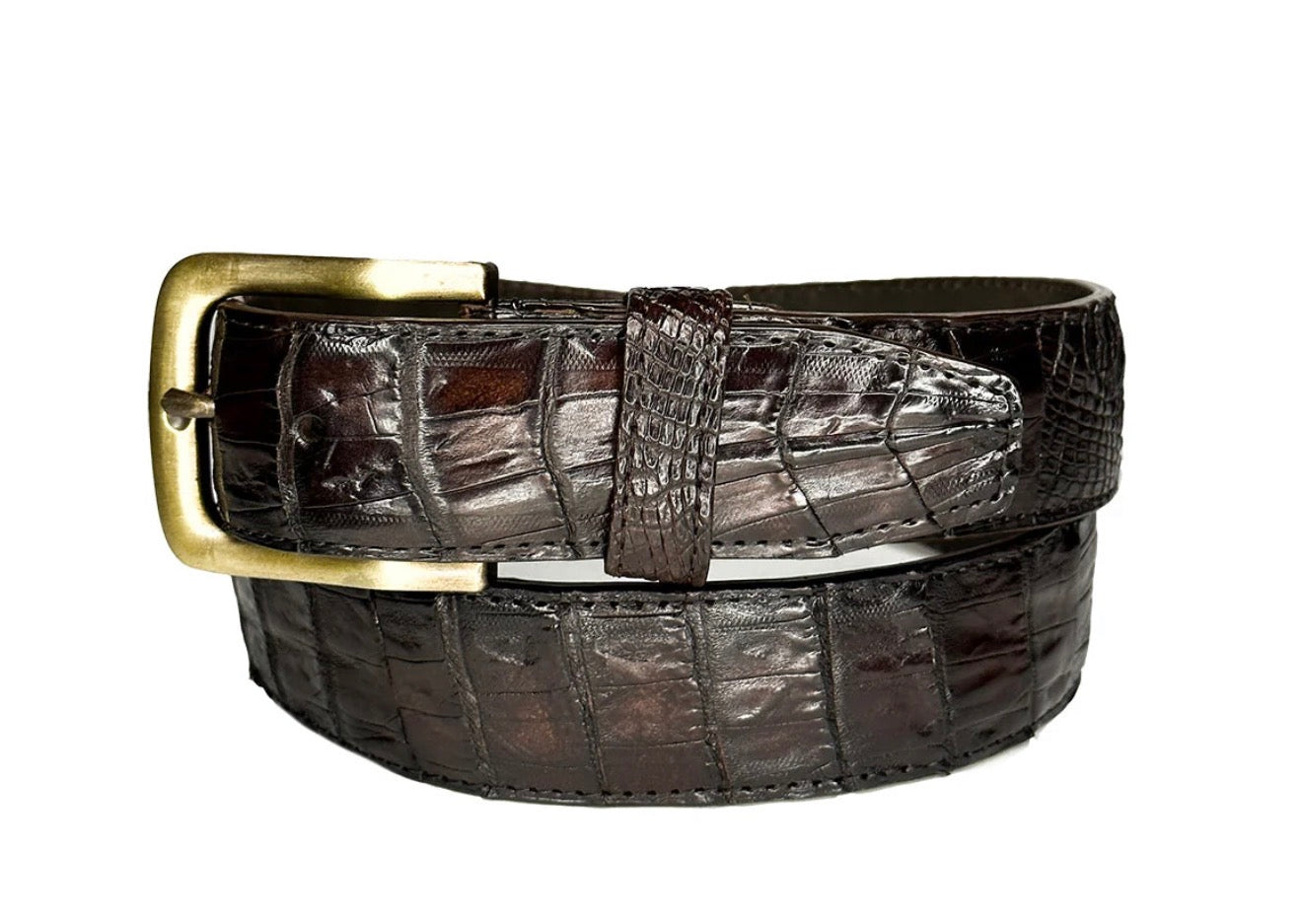 BROWN CROCODILE BELT