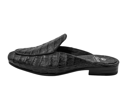 BLACK CROCO MULE