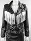 WHITE/BLACK FRINGED