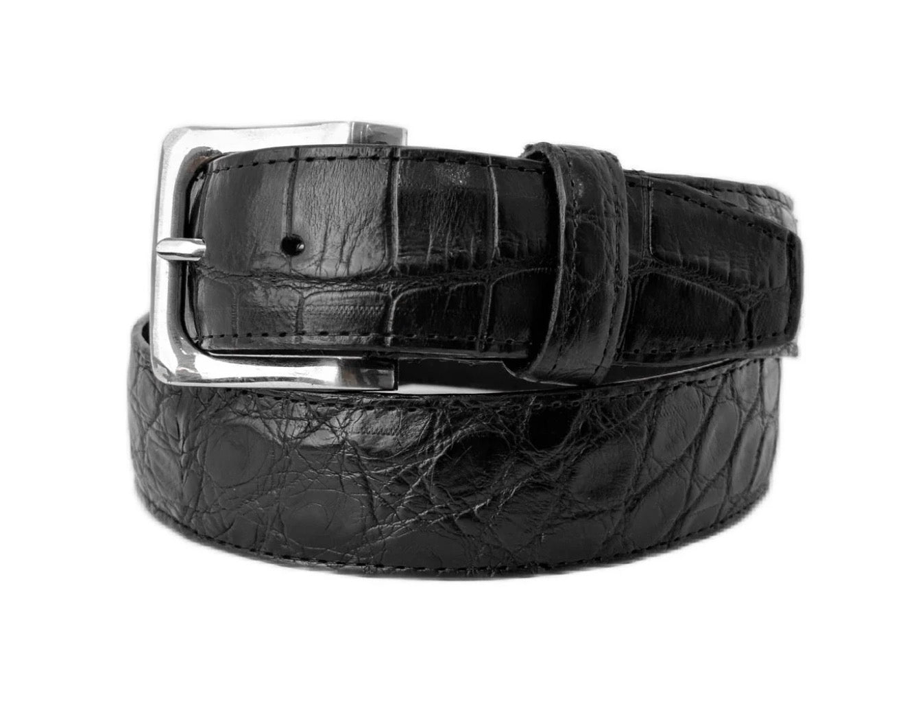 BLACK CROCODILE BELT