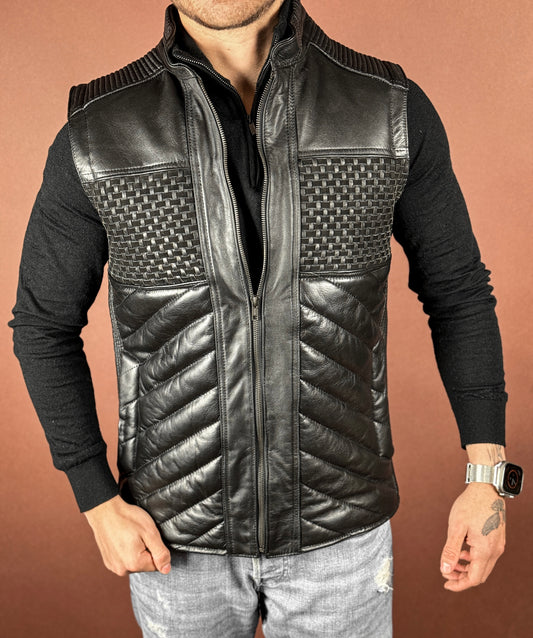 BLACK LEATHER VEST